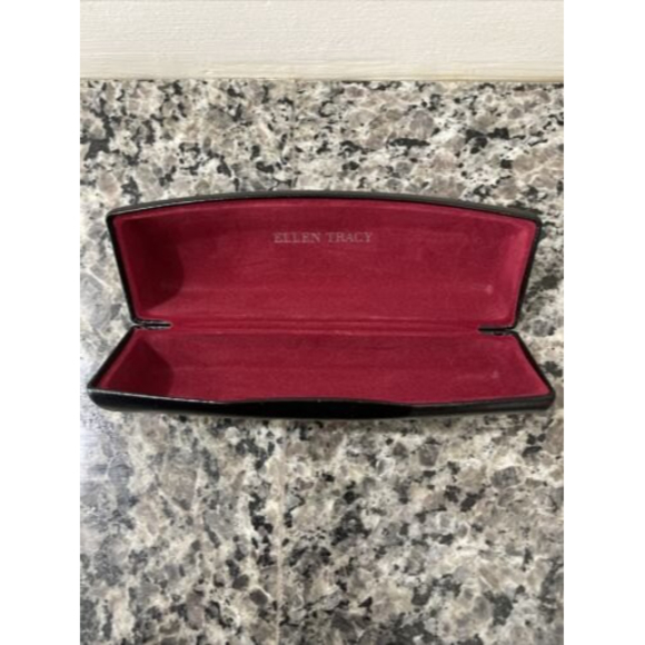 Ellen Tracy Glasses Case Black Hard Shell Red Interior - Picture 6 of 12